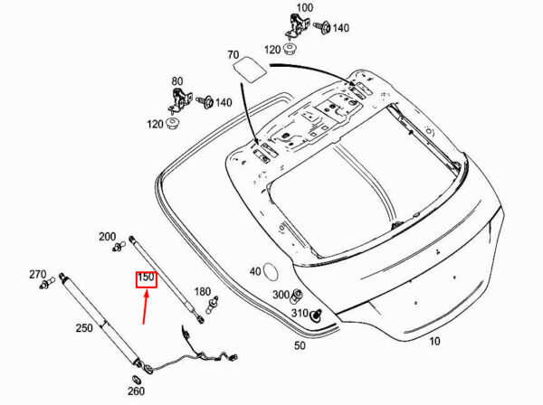 A1179800664 - Mercedes-Benz CLA C117 tailgate gas spring damper A1179800664, original part