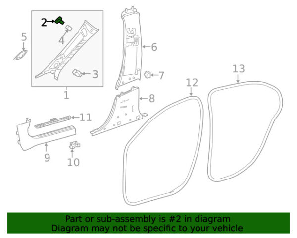 A11869201007H52 - NEW MERCEDES-BENZ CLA CLASS RIGHT BODY A-PILLAR TRIM PANEL CAP A11869201007H52