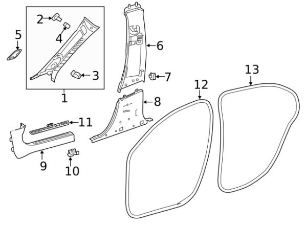 A11869201007H52 - NEW MERCEDES-BENZ CLA CLASS RIGHT BODY A-PILLAR TRIM PANEL CAP A11869201007H52