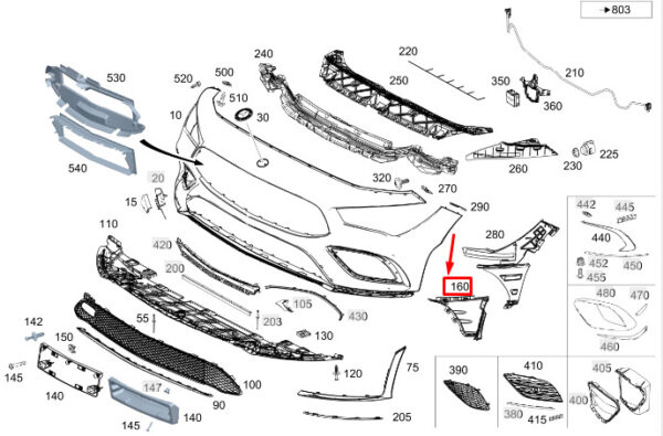 A1188854801 - NEW MERCEDES-BENZ CLA C118 FRONT RH BUMPER FOG LAMP COVER A1188854801 ORIGINAL