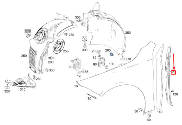 A1188890100 - NEW MERCEDES-BENZ CLA C118 FRONT RIGHT FENDER REAR GAP COVER A1188890100