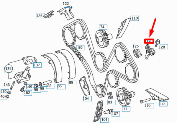 A1190500216 - NEW MERCEDES-BENZ SL R129 LEFT ENGINE TIMING CHAIN GUIDE A1190500216 ORIGINAL