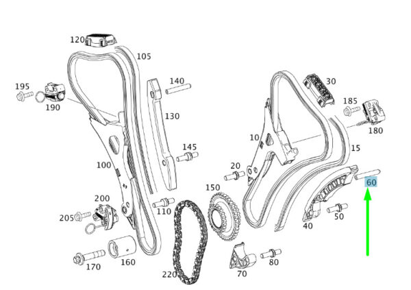 A1190521774 - NEW MERCEDES-BENZ CLS C218 SLIDING RAIL TO CYLINDER HEAD PIN A1190521774