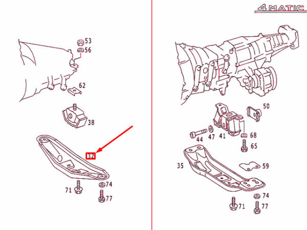 A1242420501 - NEW MERCEDES-BENZ E W124 REAR ENGINE SUPPORT A1242420501 ORIGINAL