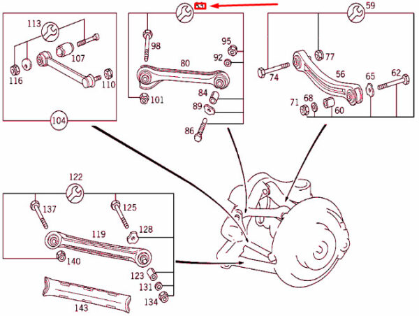 A1243506806 - NEW MB SLK R170 REAR AXLE MOUNTING PARTS REPAIR KIT A1243506806 OEM