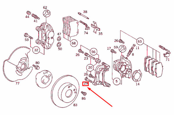 A1244210471 - NEW MERCEDES-BENZ E W124 FRONT BRAKE SUCKER SCREW A1244210471