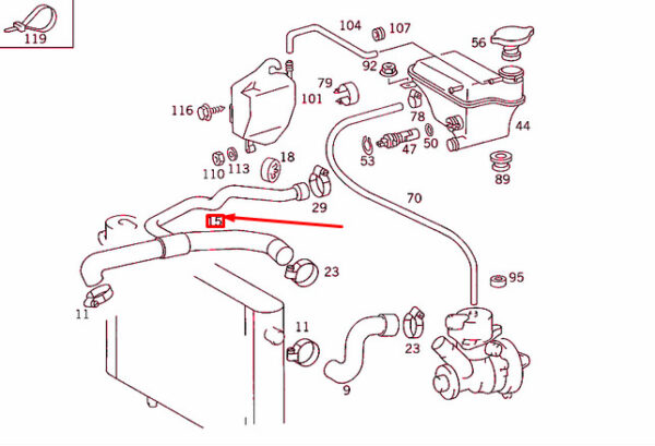 A1245016182 - NEW MERCEDES-BENZ E W124 RADIATOR BOTTOM HOSE A1245016182 ORIGINAL