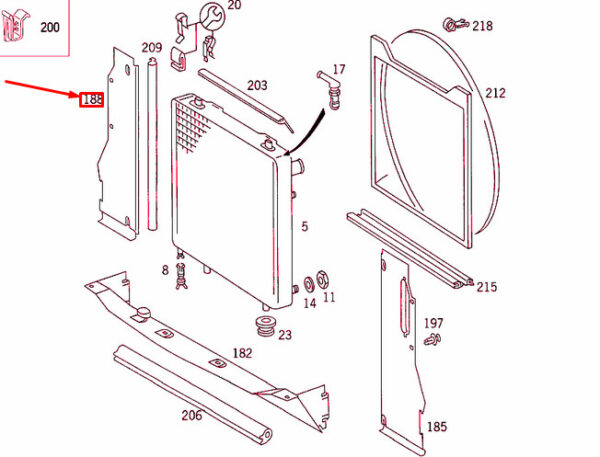 A1245053188 - NEW MERCEDES BENZ E W124 COOLER RIGHT SIDE COVER A1245053188 ORIGINAL