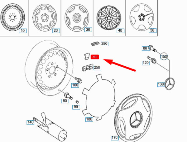 A1264010828 - MB CLA C117 steel disc wheel retaining spring rear A1264010828 NEW ORIGINAL