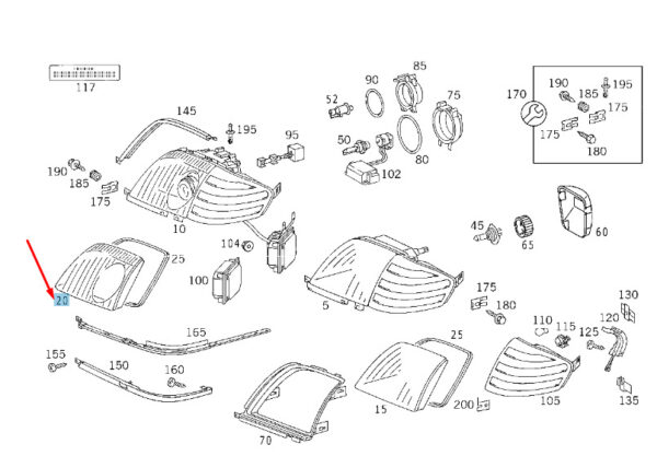 A1298203066 - NEW MERCEDES-BENZ SL R129 FRONT RIGHT HEADLIGHT LENS A1298203066 ORIGINAL