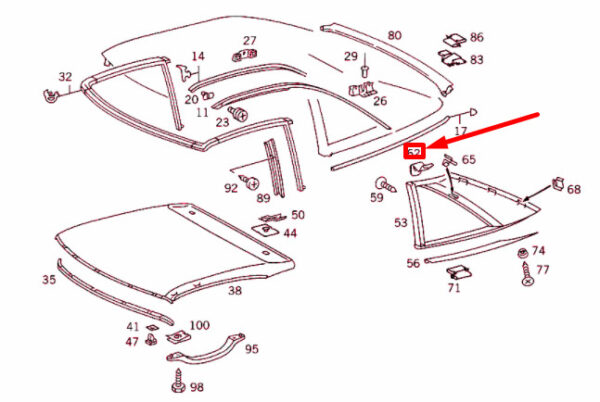 A1299883378 - NEW MERCEDES-BENZ SL R129 HARDTOP UPPER PANEL CLIP A1299883378 ORIGINAL