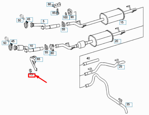 A1299900458 - NEW MERCEDES-BENZ SL R129 EXHAUST SYSTEMS SLOT A1299900458 ORIGINAL
