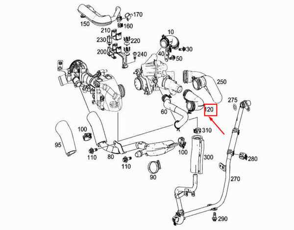 A1332030002 - Mercedes-Benz A W176 Engine Coolant Line A1332030002 NEW ORIGINAL
