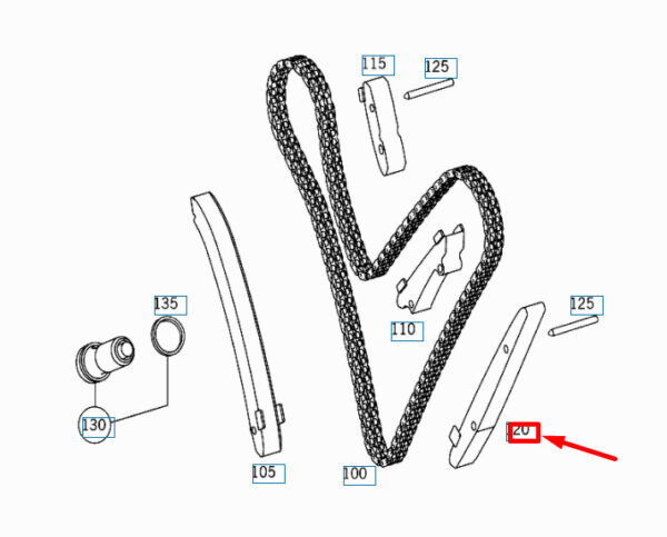 A1370520816 - NEW MERCEDES-BENZ S W220 BOTTOM LEFT TIMING CHAIN GUIDE A1370520816 ORIGINAL