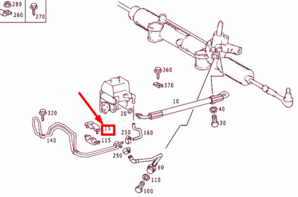 A1404660940 - NEW MERCEDES-BENZ S W140 SERVOLE STEERING COOLING TUBE CLAMP A1404660940 ORIGINAL