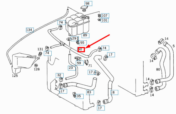 A1405000872 - NEW MERCEDES-BENZ S W140 EXPANSION TANK LINE A1405000872 ORIGINAL