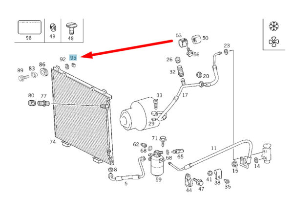 A1409900052 - NEW MERCEDES-BENZ E W210 CAPACITOR COOLER GROOVE A1409900052 GENUINE