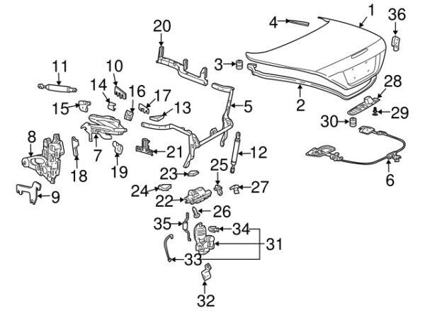 A14099005929C75 - Mercedes-Benz A-Class W168 trunk lid handle clip A14099005929C75