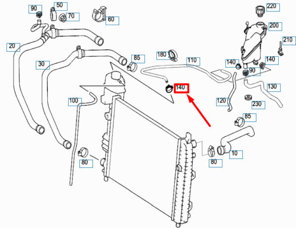 A1409950005 - NEW MERCEDES-BENZ A W168 ENGINE COOLER WIND LINE CLAMP A1409950005 GENUINE