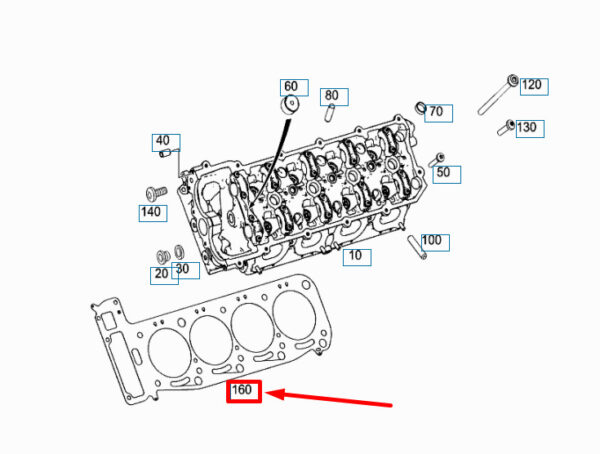 A1560160020 - NEW MERCEDES-BENZ ML W164 RIGHT CYLINDER HEAD GASKET A1560160020 ORIGINAL