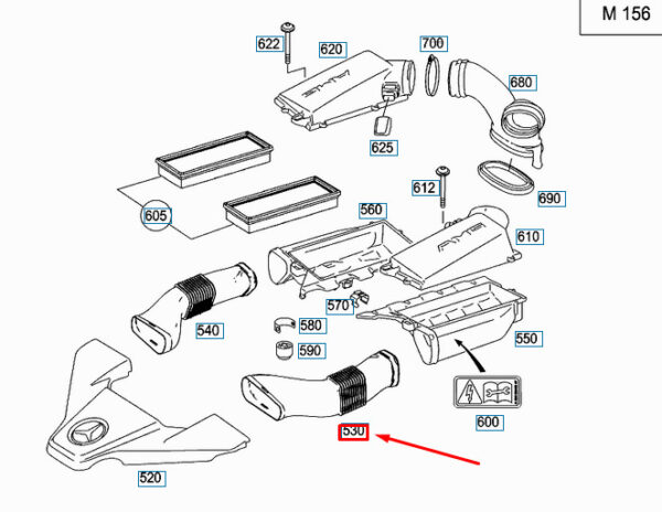 A1560941782 - NEW MERCEDES-BENZ S W221 AMG LEFT AIR INTAKE LINE PIPE A1560941782 ORIGINAL