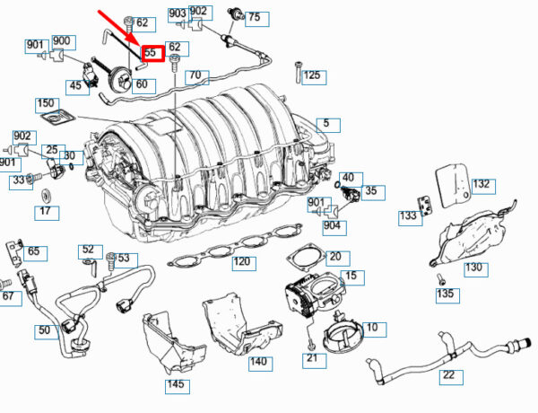 A1561400264 - NEW MB ML W164 CHANGEOVER VALVE TO VACUUM BOX AIR LINE A1561400264 ORIGINAL
