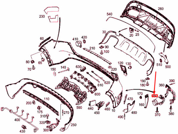 A1564900227 - NEW MERCEDES-BENZ GLA X156 REAR RIGHT TAILPIPE COVER A1564900227 ORIGINAL