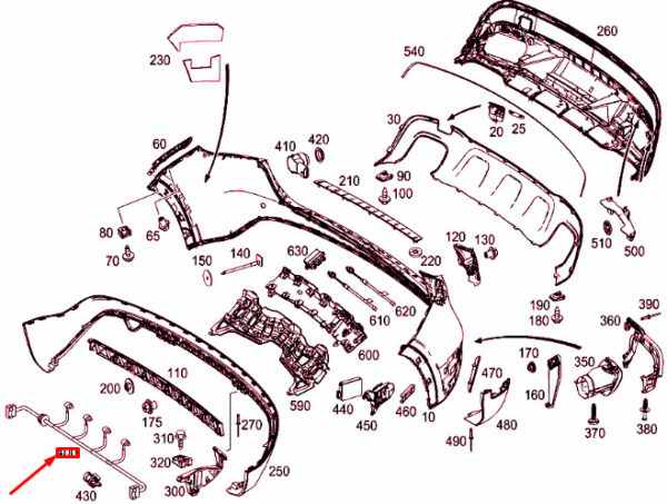 A1565402300 - NEW MB GLA X156 REAR PARKTRONIC SYSTEM WIRING HARNESS A1565402300 ORIGINAL