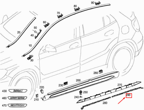 A1566980900 - NEW MERCEDES-BENZ GLA X156 REAR LEFT SILL BRACKET A1566980900