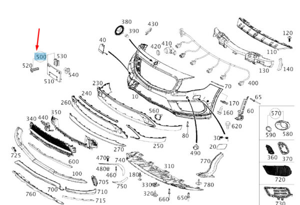 A1568804700 - NEW MERCEDES-BENZ GLA X156 FRONT LICENSE PLATE HOLDER A1568804700 ORIGINAL