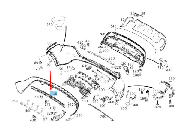 A1568850065 - NEW MERCEDES-BENZ GLA X156 REAR BUMPER CENTER BASIC CARRIER A1568850065 ORIGINAL