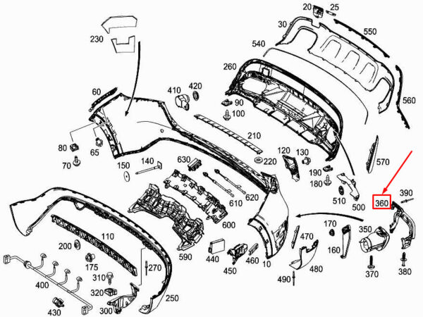 A1568851514 - NEW MERCEDES-BENZ GLA X156 LEFT EXHAUST TIP BRACKET A1568851514