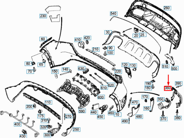 A1568852000 - New MB GLA X156 Rear Right Exhaust Tail Tip Bracket A1568852000