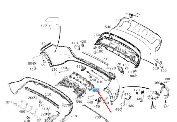 A1568852800 - NEW MERCEDES-BENZ GLA X156 REAR BUMPER CENTRAL BOTTOM HOLDER A1568852800