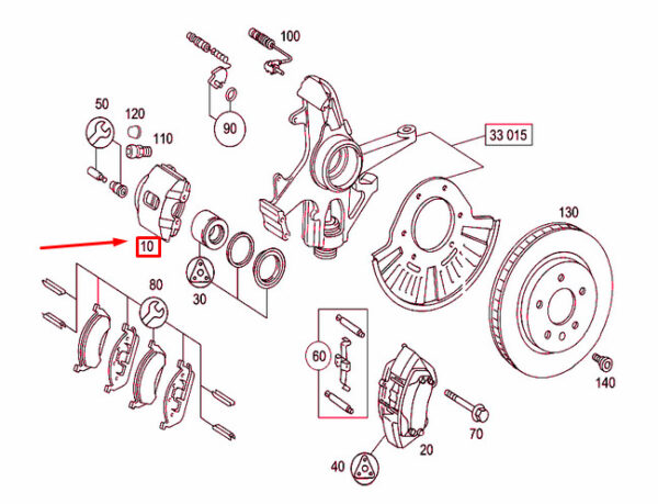 A1634200183 - NEW MERCEDES-BENZ ML W163 FRONT RIGHT WHEEL BRAKE CALIPER A1634200183 ORIGINAL