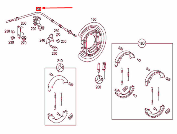A1634200885 - NEW MERCEDES-BENZ ML W163 REAR RIGHT BRAKE CABLE A1634200885 ORIGINAL
