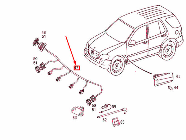 A1635407010 - NEW MB ML W163 FRONT FOG LAMP/PARKTRONIC CABLE HARNESS A1635407010 OEM