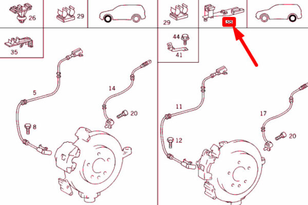 A1635460443 - NEW MERCEDES-BENZ ML W163 REAR SPEED SENSOR BRACKET A1635460443 GENUINE