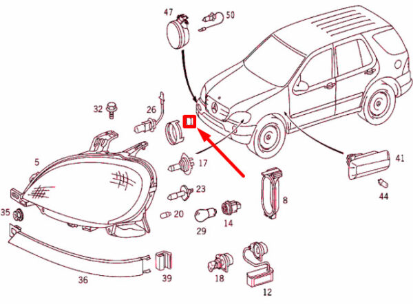 A1638260058 - NEW MERCEDES-BENZ ML W163 FOG LIGHTS SEAL A1638260058 ORIGINAL