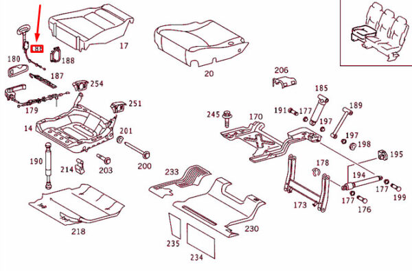 A1639200864 - Mercedes-Benz ML W163 Rear Seat Cushion Right Lever A1639200864 NEW GENUINE