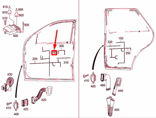 A1644407139 - MB ML W164 Front Right Door Electrical Wiring Harness A164440713964 NEW