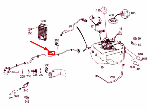 A1644709164 - NEW MB GL X164 EXHAUST GAS AFTERTREATMENT ADDITIVE LINE A1644709164 ORIGINAL
