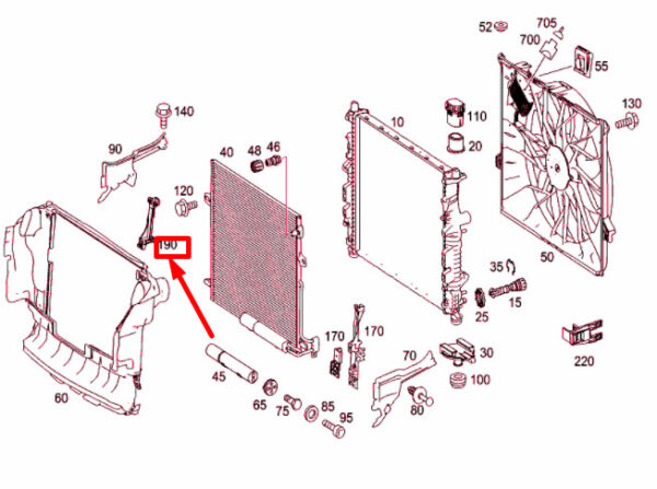 A1645040118 - NEW MERCEDES-BENZ GL X164 RADIATOR RIGHT BRACKET BEAM A1645040118 ORIGINAL