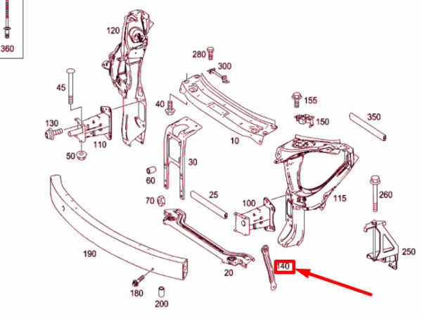 A1646262114 - NEW MB ML W164 FRONT RADIATOR SUPPORT PANEL BRACKET A1646262114 ORIGINAL
