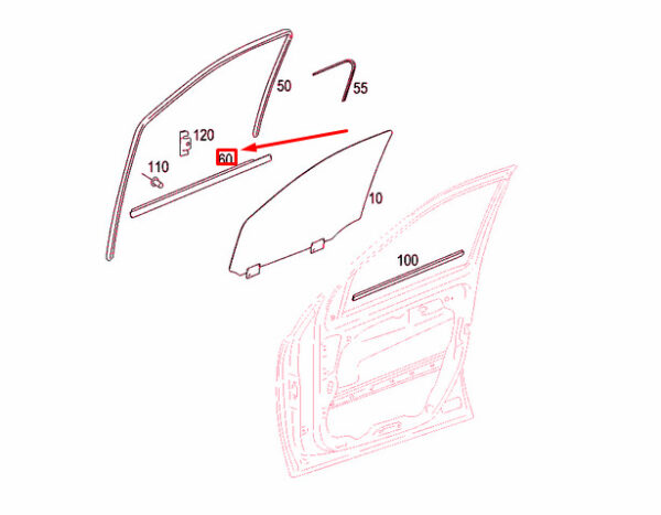 A1646907680 - NEW MB ML W164 FRONT RIGHT DOOR WINDOW ORNAMENTAL TRIM A1646907680 OEM