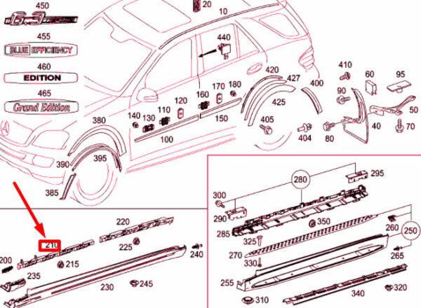 A1646982727 - NEW MB ML W164 FRONT LEFT LONGITUDINAL MEMBER RAIL A1646982727 ORIGINAL