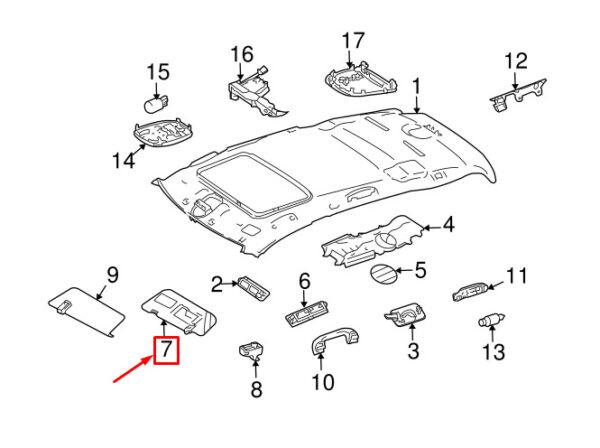 A16481023107F59 - NEW MERCEDES-BENZ GL X164 LEFT SIDE SUN VISOR A16481023107F59 ORIGINAL