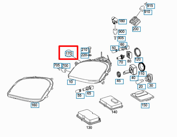 A1648200259 - NEW MERCEDES BENZ M CLASS W164 RIGHT HEADLIGHT REPAIR KIT A1648200259 06-11