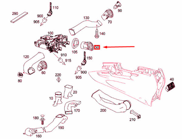A16483021547379 - Mercedes-Benz ML W164 Instrument Panel Center Nozzle A16483021547379 NEW GENUINE