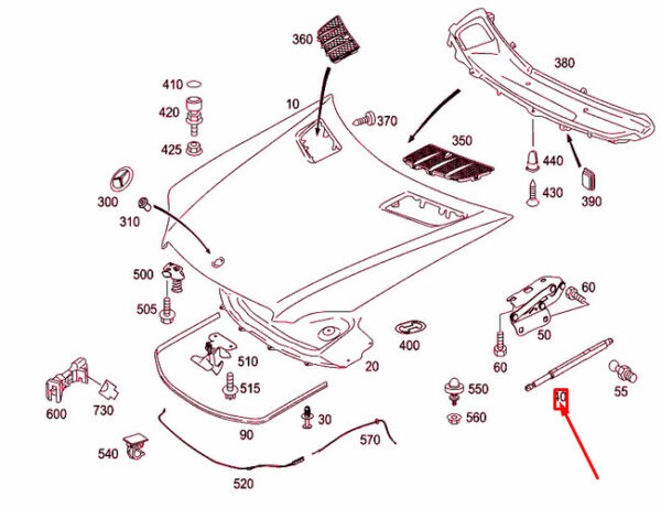 A1649800364 - NEW MERCEDES BENZ GL X164 LEFT BONNET GAS SPRING A1649800364 GENUINE